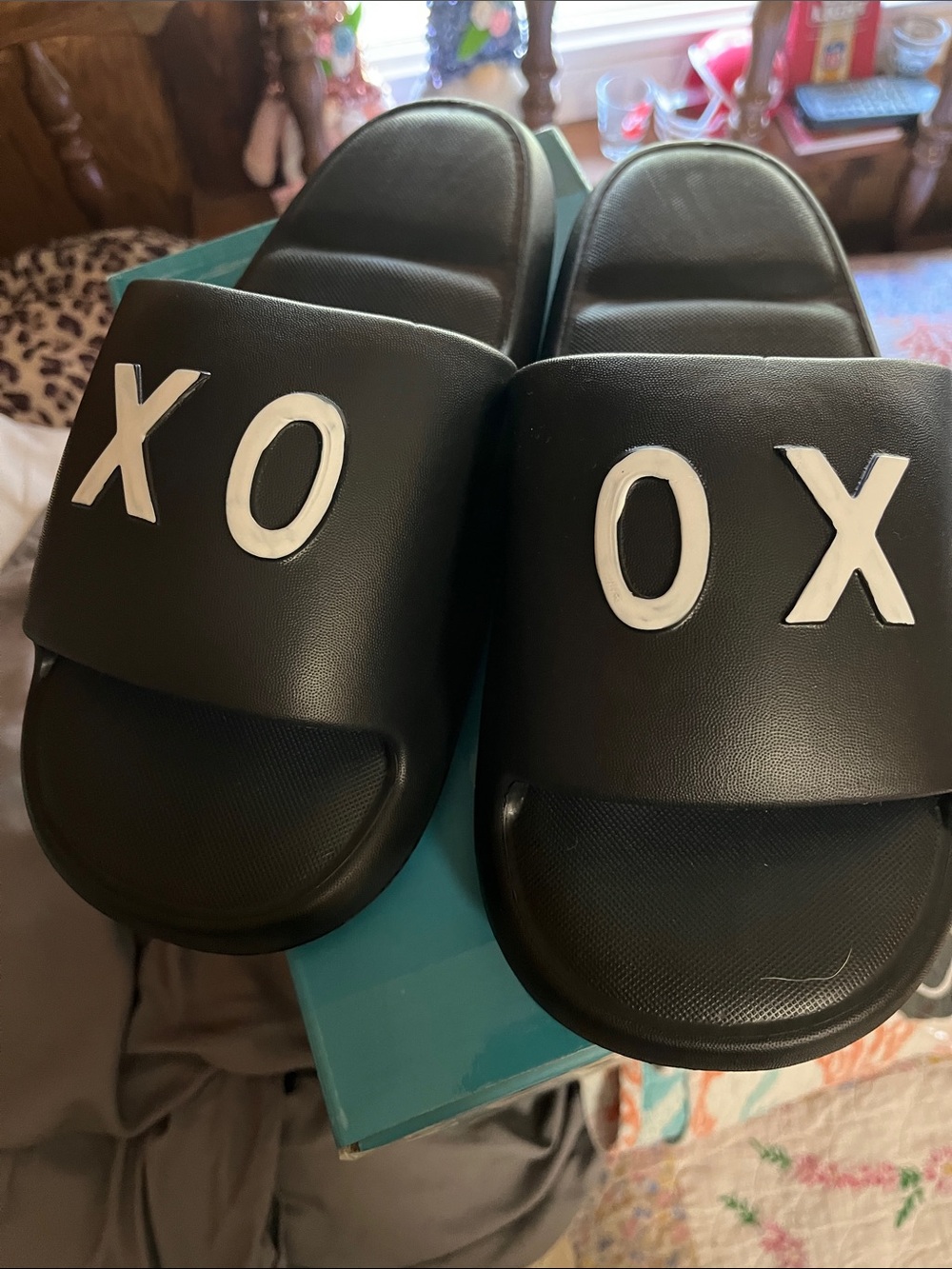 Kids Black XO Slide Sandals